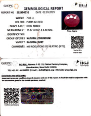 7.63/CT Natural Mozambique Ruby with Govt. Lab Certificate-RUBY9T